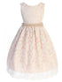 Big Girls Blush Lace Pearl Tulle Trim V Back  Junior Bridesmaid Dress 8-14 - SophiasStyle.com